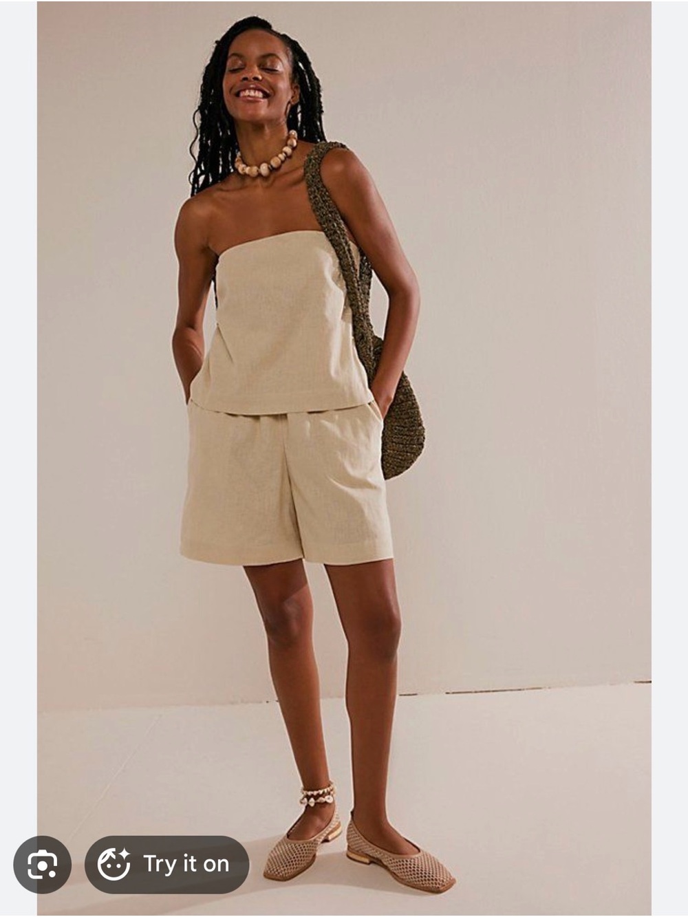 FREE PEOPLE 2 Piece Linen Short Set